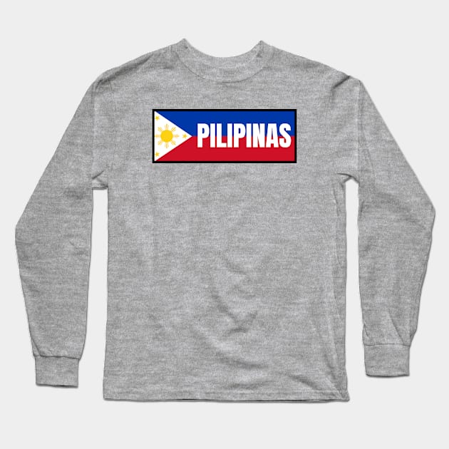 Pilipinas in Philippine Flag Long Sleeve T-Shirt by aybe7elf